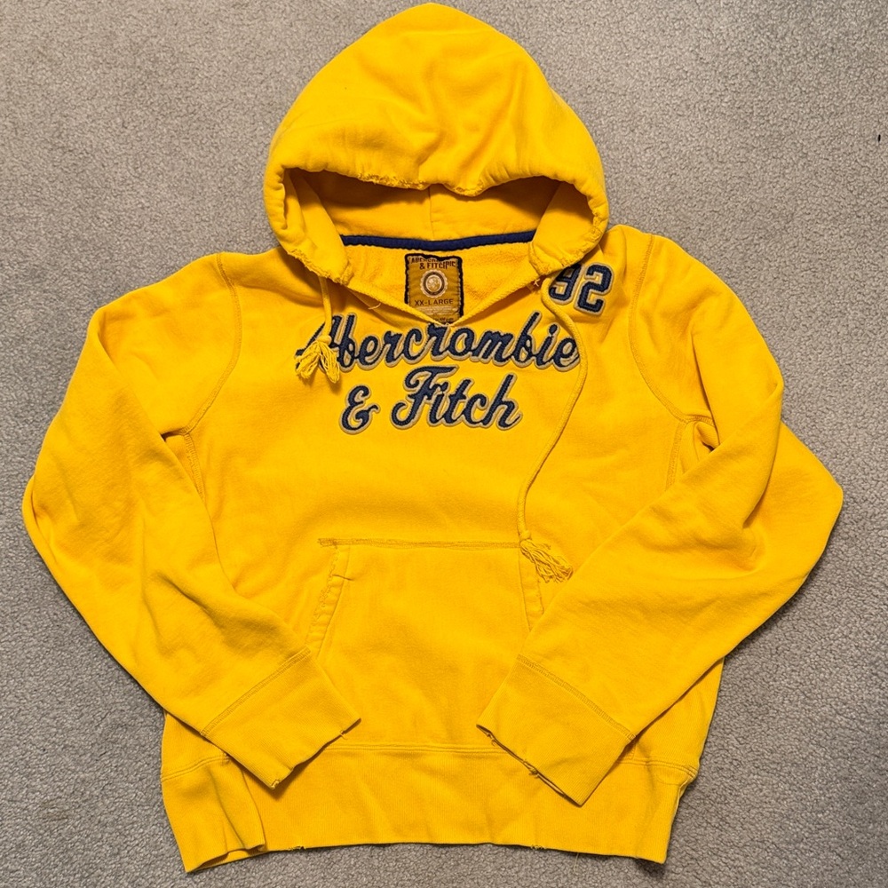 Abercrombie & Fitch Vintage Yellow Hoodie with Blue Accents